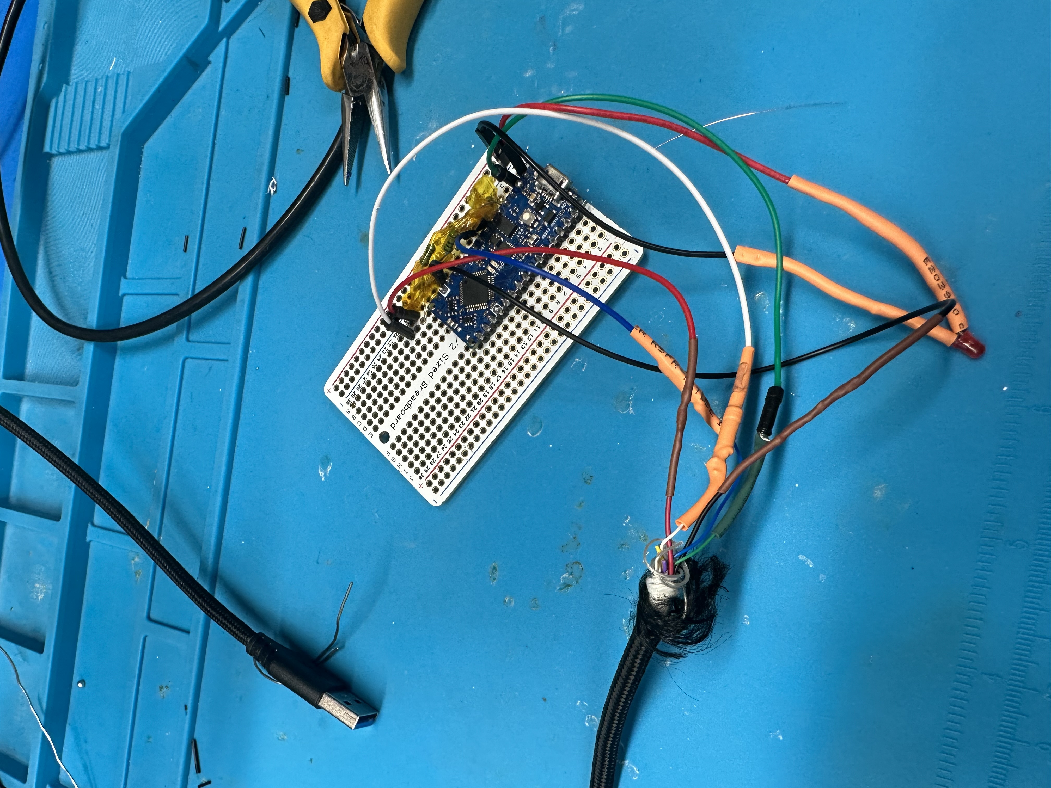 Refined breadboard setup during hardware and serial testing